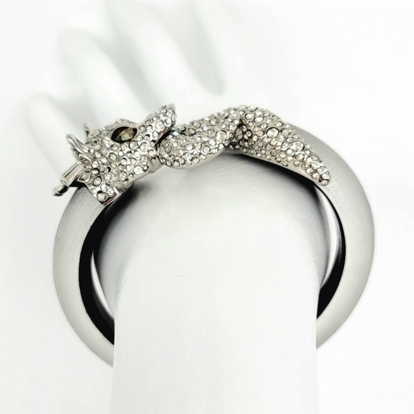 Alexis Bittar Diamond Swarovski Crystal Fox Hinged Bangle with Black Lucite - Picture 9 of 14